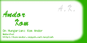 andor kom business card
